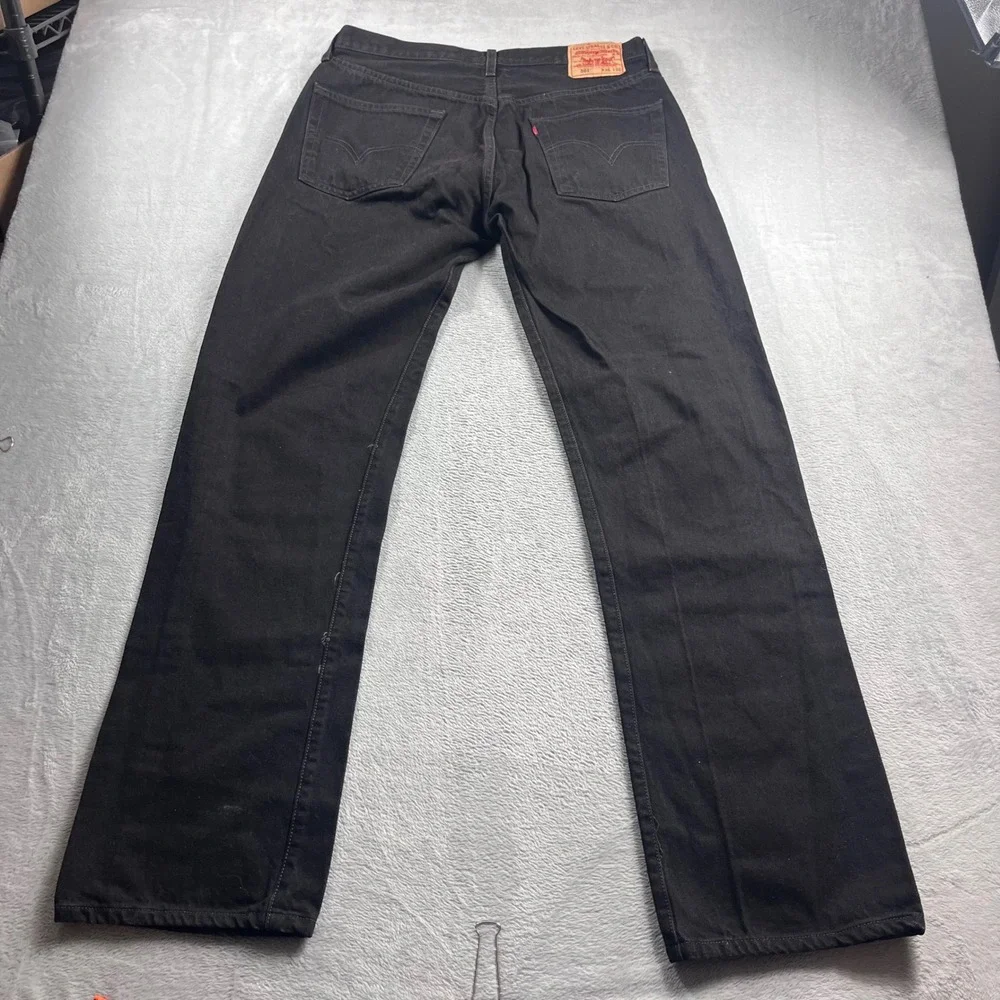 Levis 501 Original Fit Men Black Jeans Straight Leg Button Fly 36x36 100% Cotton